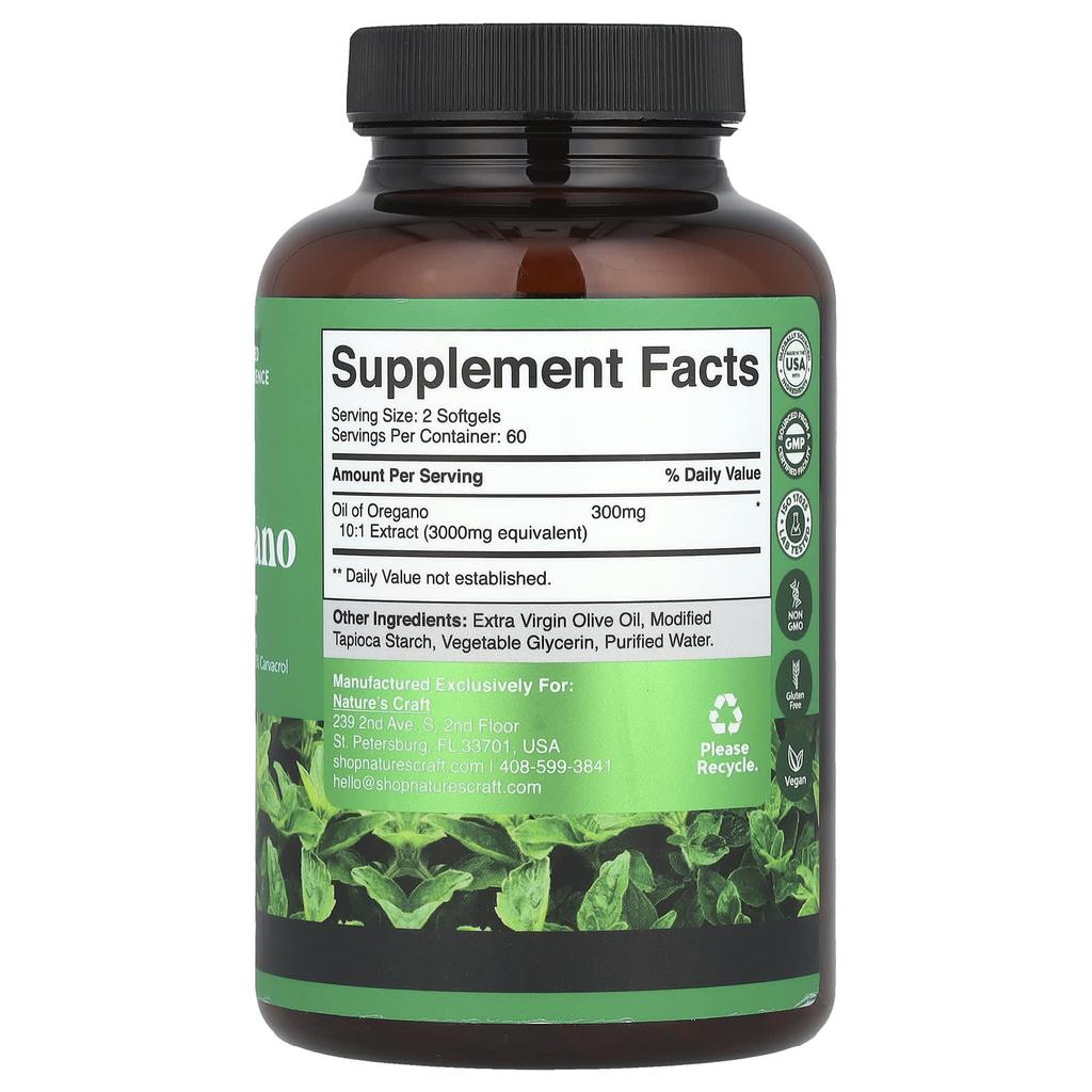Nature's Craft, Oil of Oregano, 120 Softgels (150mg per softgel)