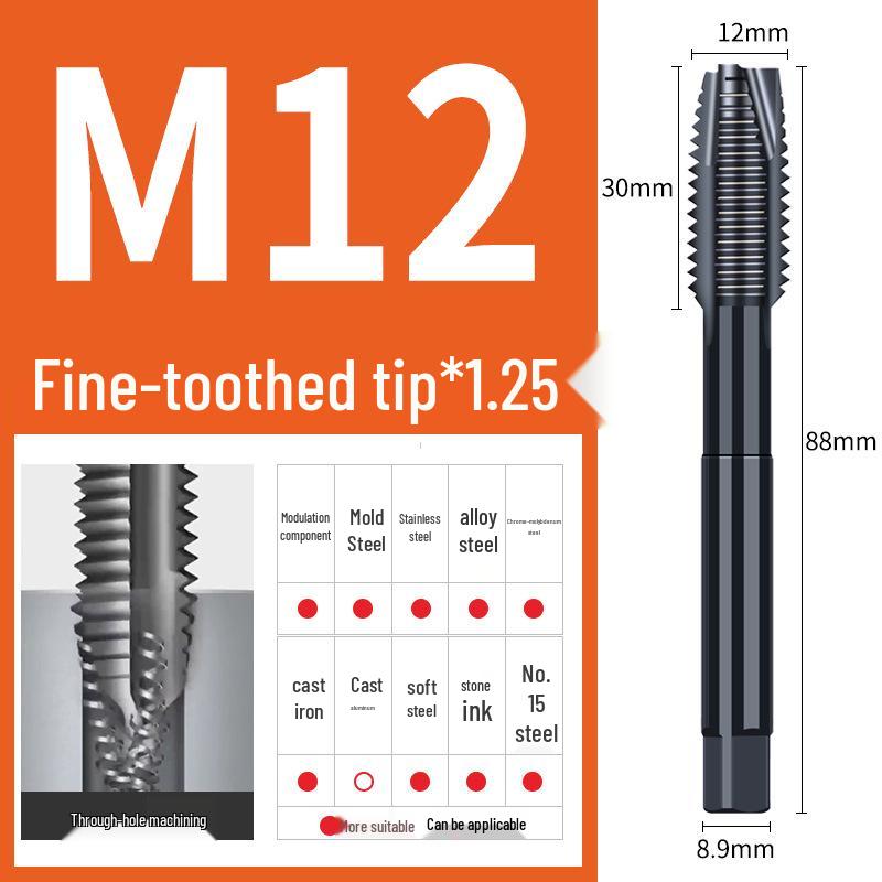 65° Nitridační strojový spirálový závitník pro nerezovou ocel, Velikosti M3-M12