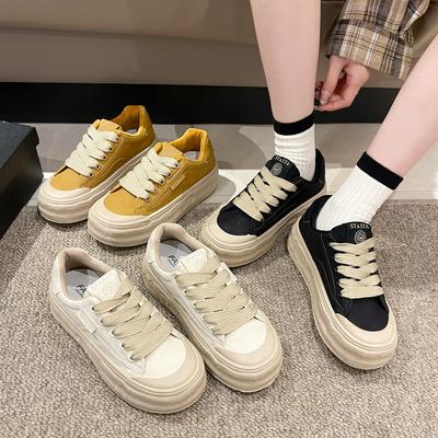 Little White Shoes Thick-soled Lace-up Women's Board Shoes Muffin Bottom Sports and Leisure Shoes