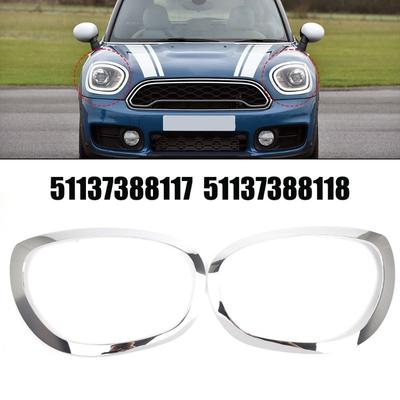 Pro 2017- F60 BMW Mini Cooper Countryman Chromované lišty světlometů Krycí kroužky Chromovaná lišta 51137388117 51137388118