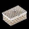 Rhinestone Hollow Storage Box Silver Plated Trinkets Magnet Clasp Case Decor