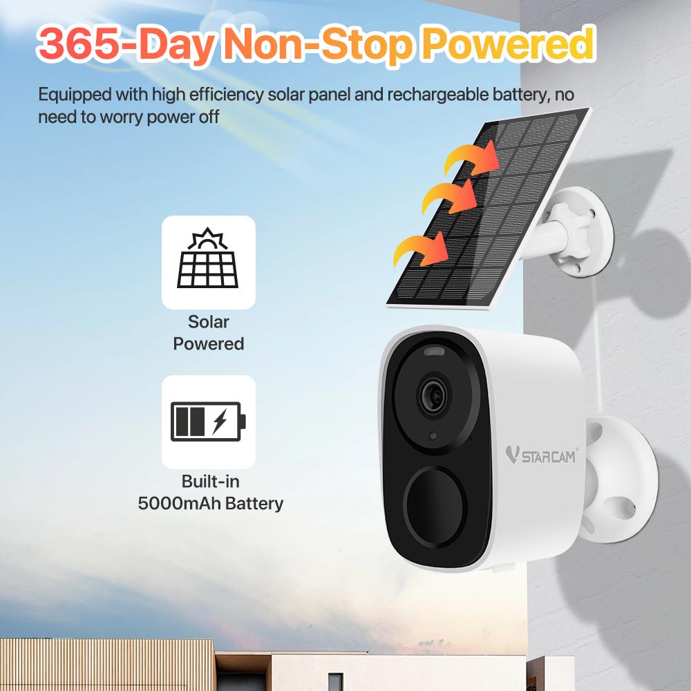 2K Solar Security Cameras Wireless Outdoor Battery Powered Security Camera PIR Motion Alarm Cloud Storage Two Way Audio
