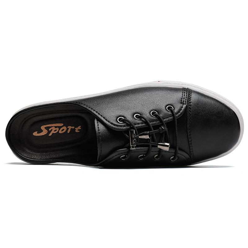 New Men's Slippers Tide Casual All-match Fashion Mens Shoes Genuine Leather Breathable Half Shoes For Men Luxury Half Slippers