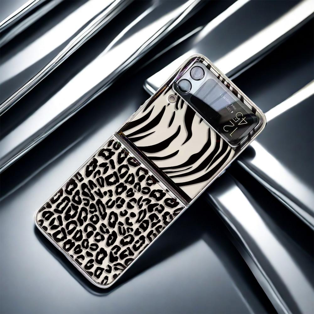 Golden Leopard Print F711 Phone Case For Samsung Z Flip 3 4 5 6 Cases Funda For Samsung Z FLIP 3 4 5 6 Cover Case Funda Coque