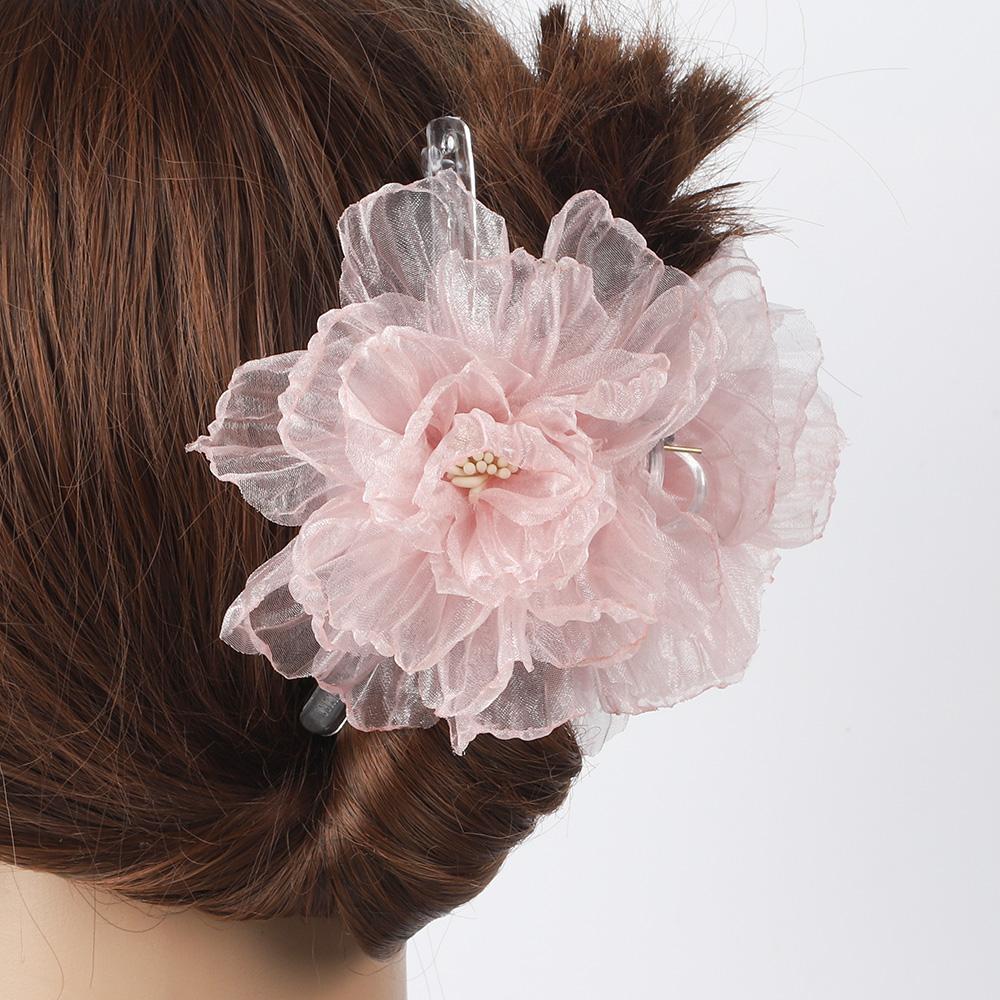New Organza Flower Big Hair Claws Clips Women Girls Spring Chiffon Barrette Hair Clamps Elegant Ponytail Holder Hair Accessories