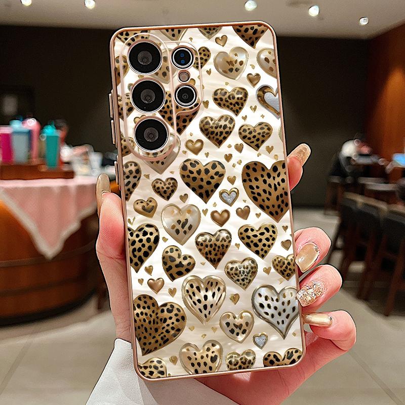 

Lovely Pink Hearts Pattern Case For Samsung S26 Edge S25 FE S24 Plus S23 S22 Ultra A15 A16 A17 A35 A36 A37 A54 A55 A56 A57 5G Magnetic Matte Cover Samsung A54 5G золотий