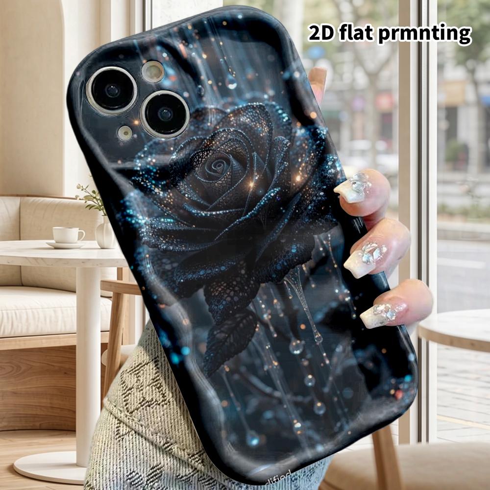 Phone Case: 2D Flat Design Suitable for iPhone 18 17 16 15 14 13 Pro Film Protective Case, Couple Style, Water Drop Rose, Christmas and Halloween Gift