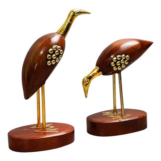 Premium Handcrafted Decorative Elegant Look Swan Pair Sculpture Showpiece Figurine Saras Love Birds for Home Decor - Set of 2