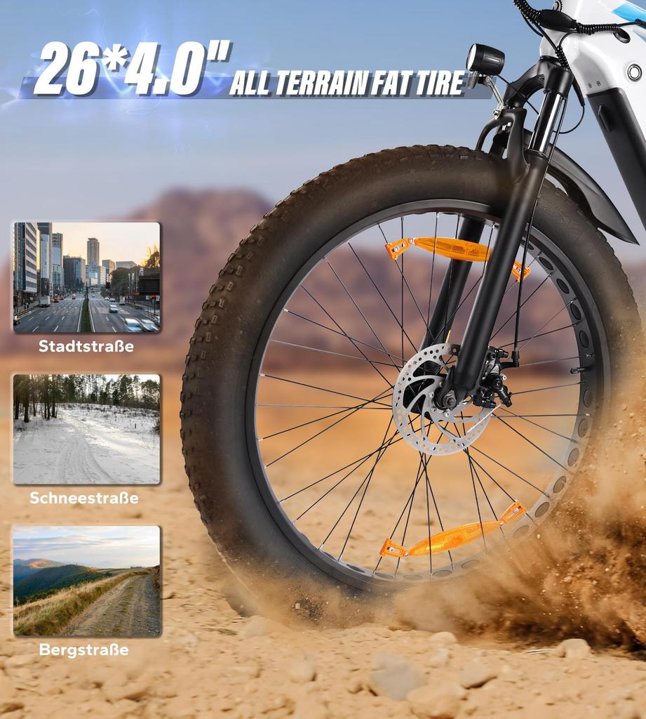 VARUN S26-1 26" X 4.0" Fat Tire Electric Mountain Bike with 48V 16AH Removable Battery