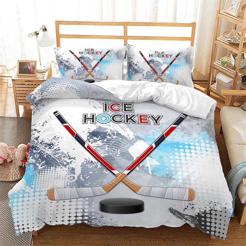 Boys Basketball Duvet Cover 3D Ball Pattern Sports Theme Bedding Set Queen Microfiber Football Competitive Game Comforter Cover