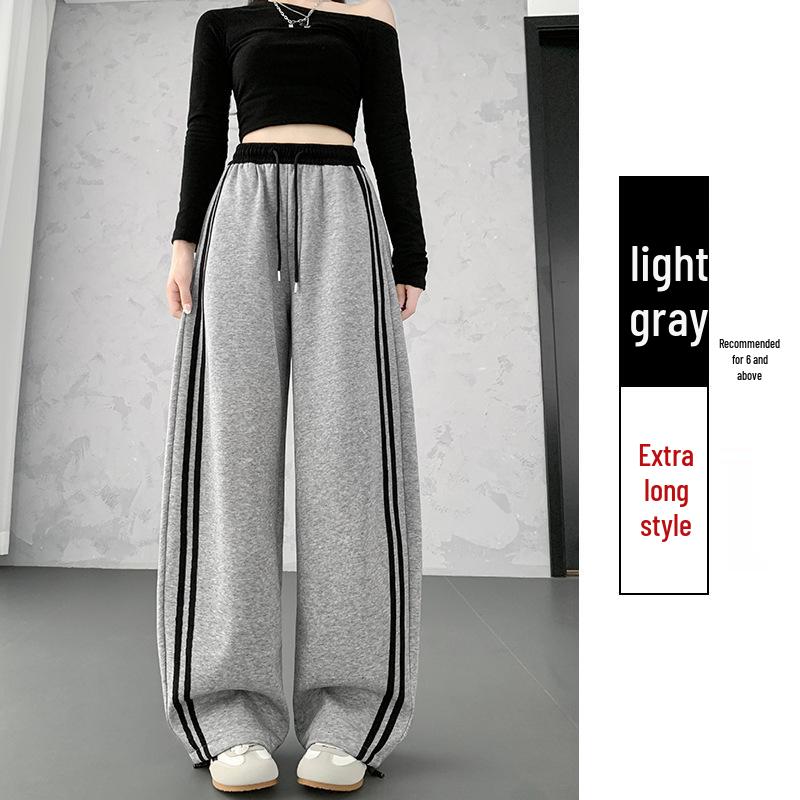 

Women s High-Waisted Color-Block Striped Pants: Curved Leg, Loose, Casual, Wide-Leg, Slimming Sweatpants for Spring/Autumn. S