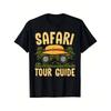 Herren Safari Tour Guide T-Shirt | 100% Vintage Afrikanisches Savannenmuster mit Fernglas & Safari-Symbolen, Weiches Atmungsaktives Rundhals-T-Shirt, Große Größen Locker