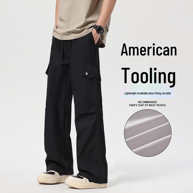 VUUG Men's Summer Loose Straight Cargo Pants