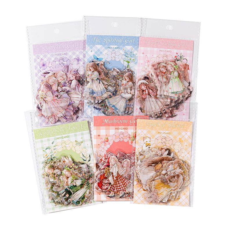 Momo PET 3D Gold Stickers - Fairy Tale Forest Series: Cute Girl Characters for Journals