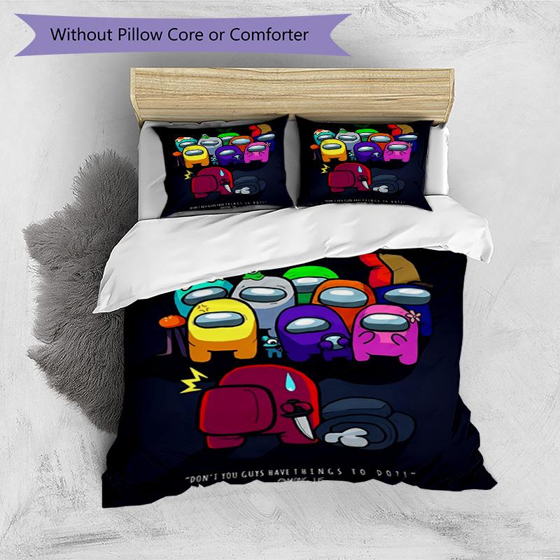 3pcs Duvet Cover Set (1*Duvet Cover + 2*Pillowcase, Without Core), Among Us Print Bedding Set, Bedroom Decor, All‑Season, Birthday Gift