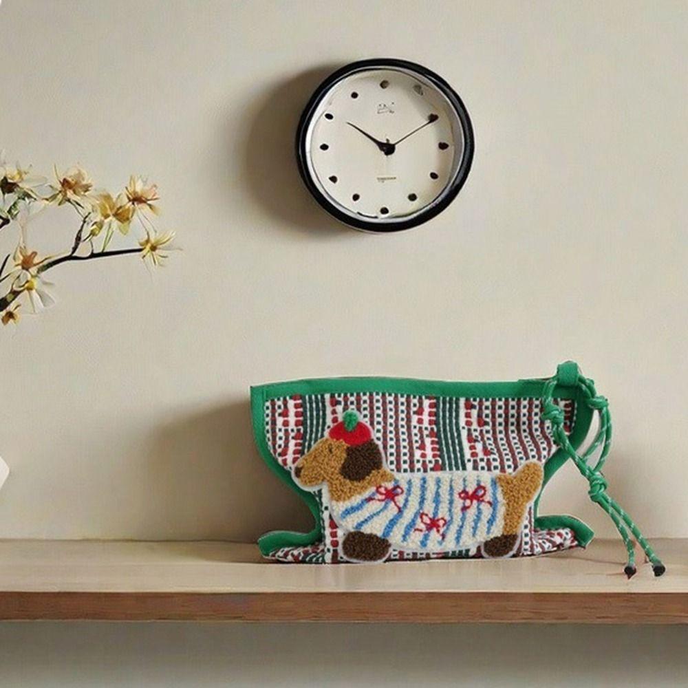 Rustic Style Dachshund Tissue Box Cotton Thread Paper Tissue Case Woven Tissue Bag Living Room