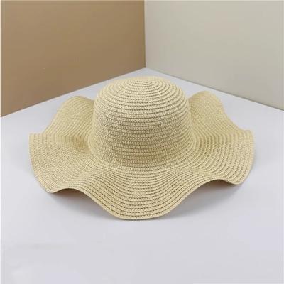 Wave Edge Lace Bow Straw Hat Women's Summer Brim Sunshade Sunscreen Hat Seaside Hat Hat Embryo