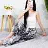Women's Summer Cotton Silk Nine-Point Wide-Leg Pajama Pants - Plus Size, Loose, Breathable, Cooling, Ideal for Beach and Air Conditioning Comfort