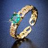 Luxury Square Emerald Zircon Engagement Ring For Women Niche High End Design