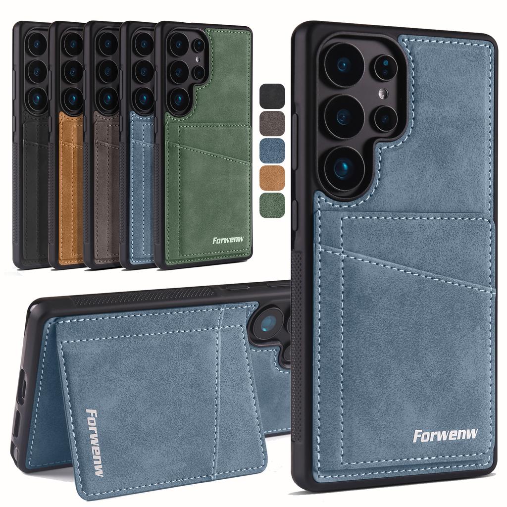 Luxury Leather Case For Samsung Galaxy S25 Edge S24 S23 S22 S21 S20 FE Ultra A56 A36 A16 A55 A35 Business Wallet Card Flip Cover