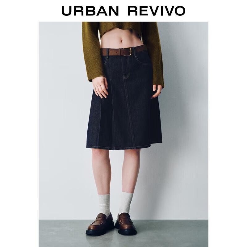 

Women s Retro A-Line Cotton Denim Midi Skirt XS
