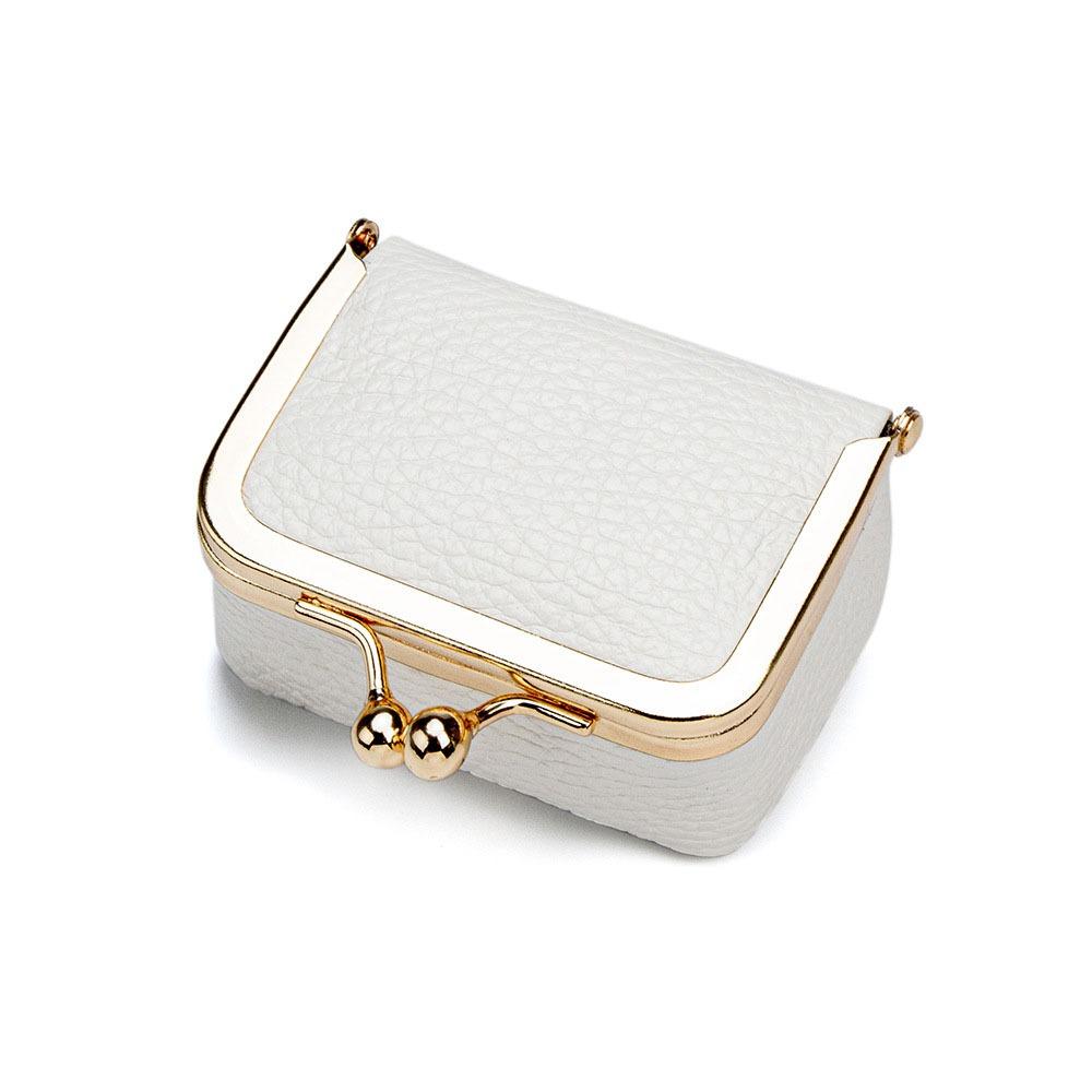 Genuine Leather Kiss Lock Coin Purse Solid Color Small Item Bag Leather Jewelry Bag  Earrings