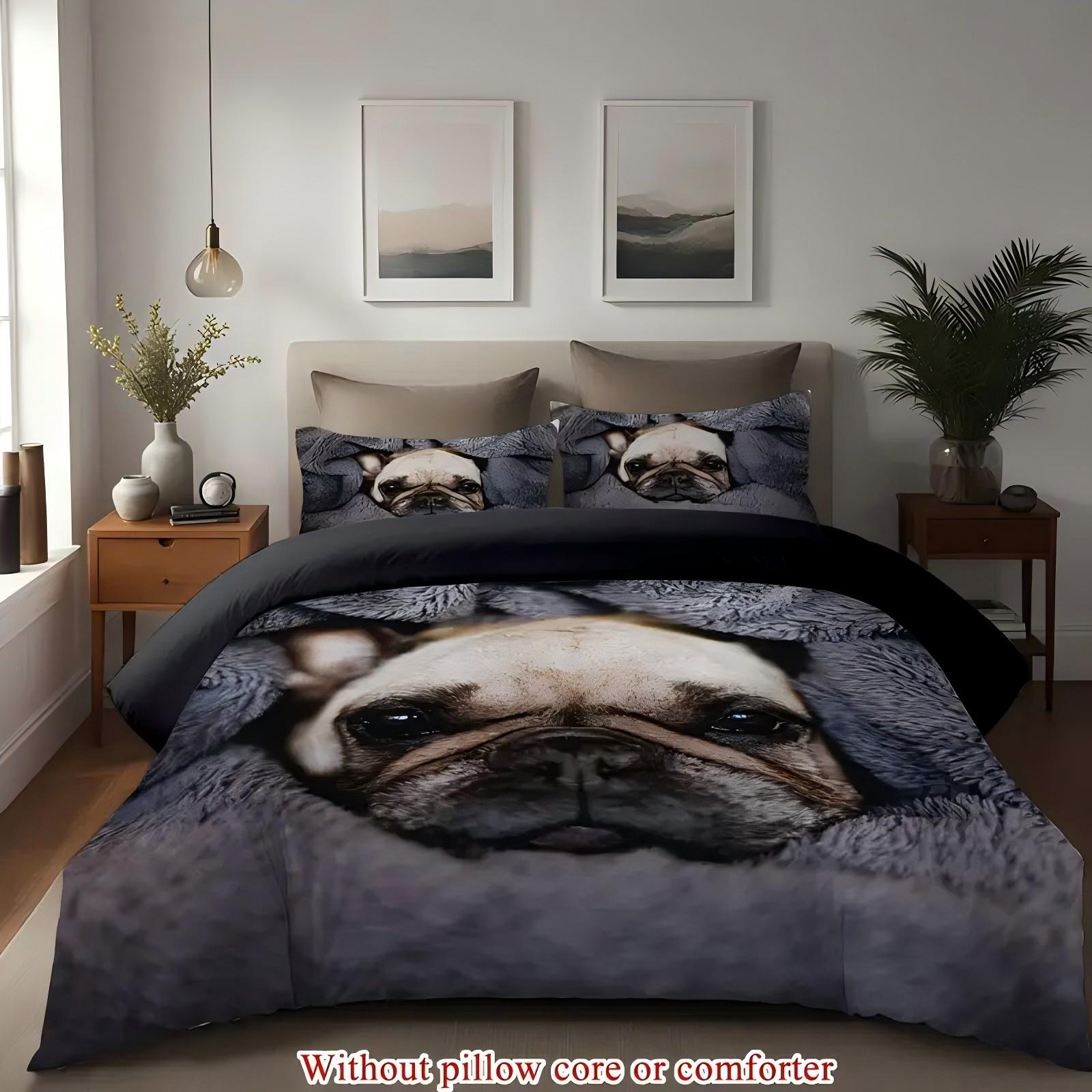 

Cute Bulldog 3d Print Bedding Set For Kid Teens Adults Cute Animal Style Duvet Cover Soft Comfortable Home Polyester Quilt Cover 173x218cm 2pcs