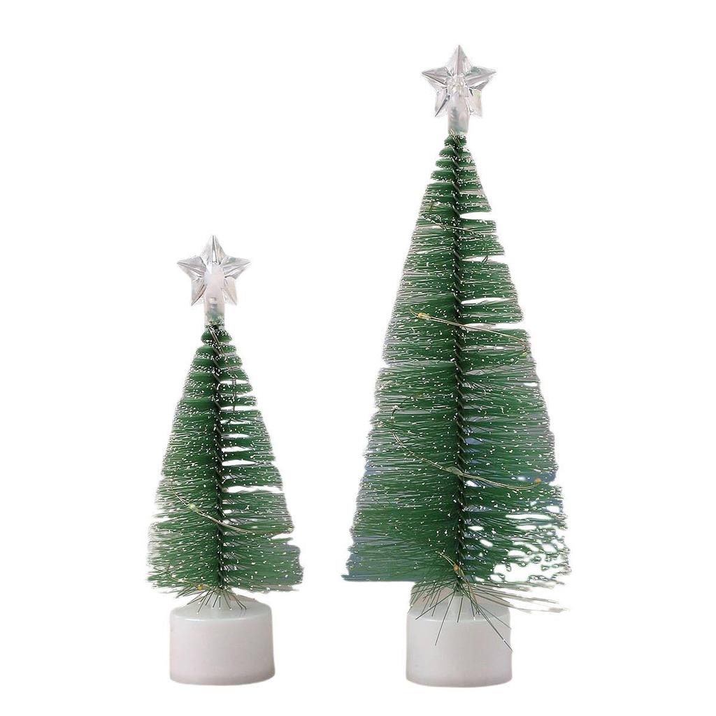 Mini Luminous Pine Needle Christmas Tree Decoration with Snow