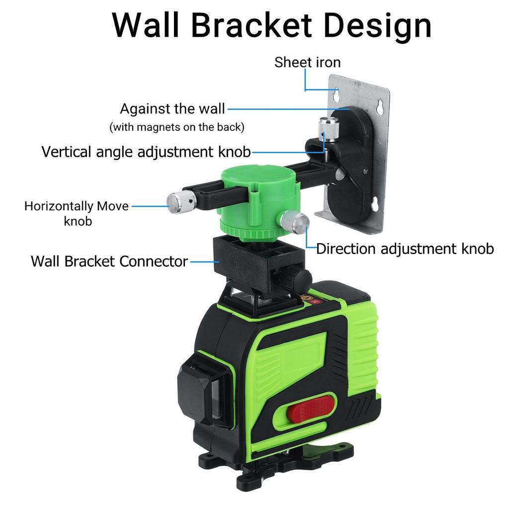 16 Line Laser Level Green Laser Level Line 4D Self-Leveling 360 Horizontal Vertical Cross Super Powerful Laser Level Remote Control 4000mAh Battery