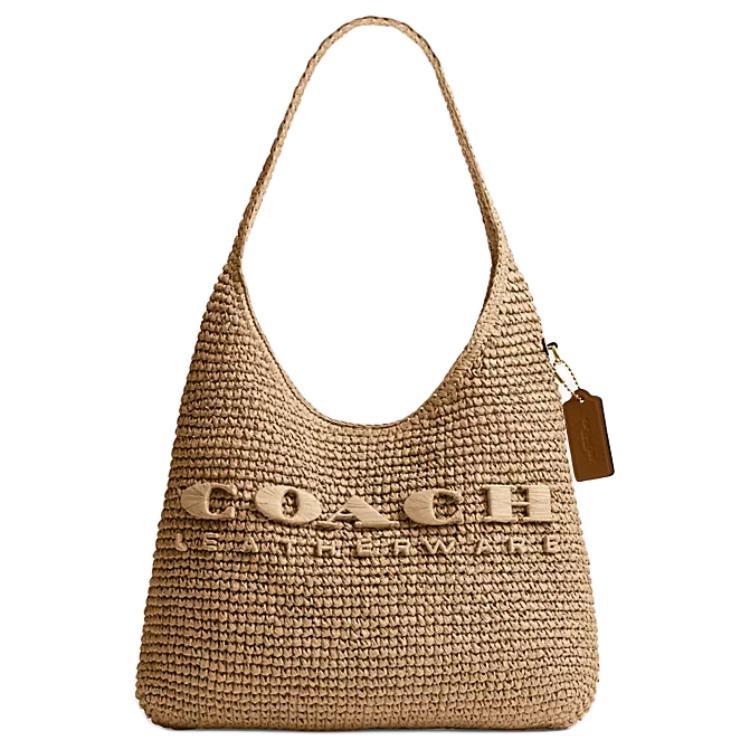 

COACH Brooklyn 28 magnetic buckle closure Logo paper messenger bag large female light brown Basic Set (Bag+Dust Bag) світло-коричневого кольору