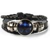 Twelve Constellations Leather Bracelet - Retro Korean Braided Design for Couples and Students