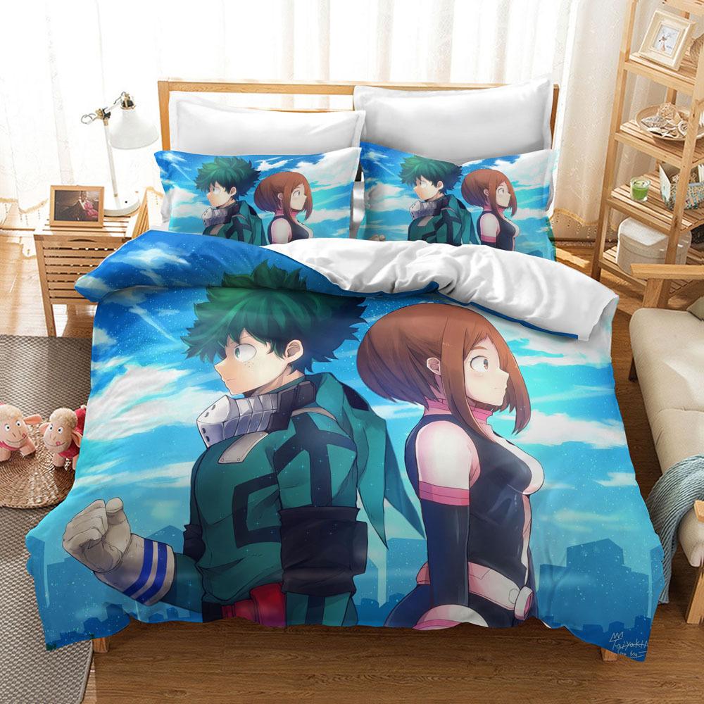 Japan Anime My Hero Academia Printed 3d Bedding Set Duvet Cover Set Bed Linen AU EU US Twin Full Queen King Size Kids Bedclothes