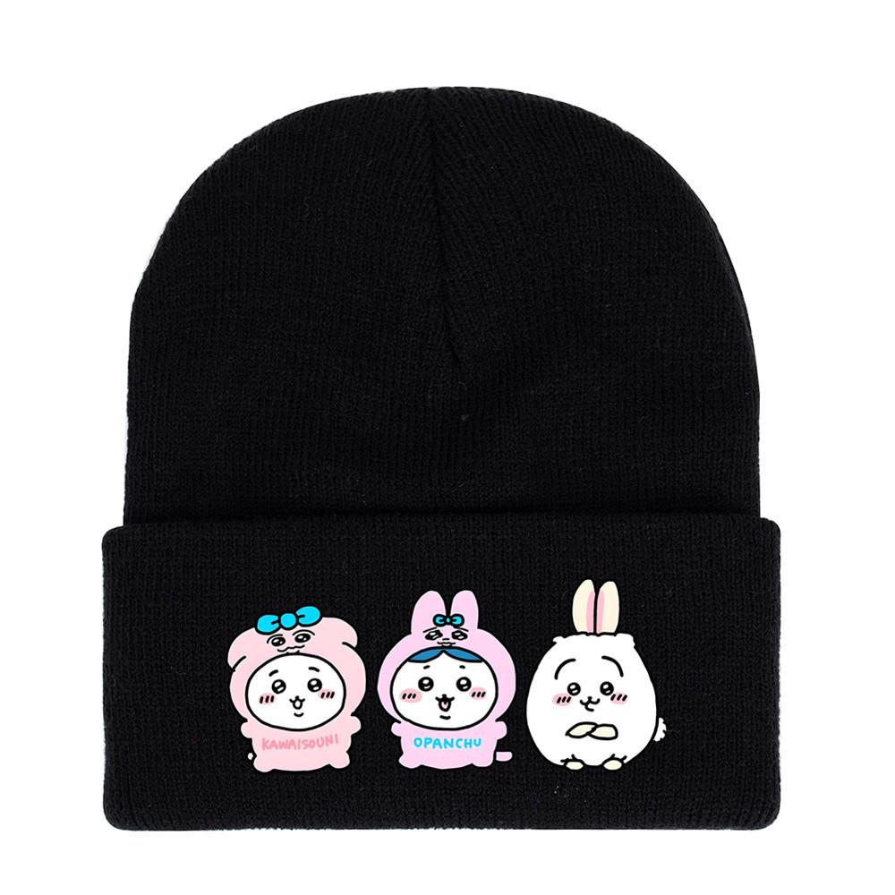 Usagi Chiikawa Round Top Dopamine Print Knit Hat For Animation Enthusiasts