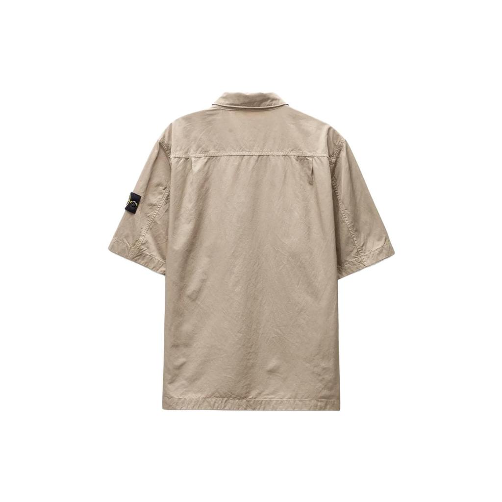 STONE ISLAND SS23 Solid Color Cupro Short Sleeve Shirt Men Shirts Dove-Gray 781511429-V0092