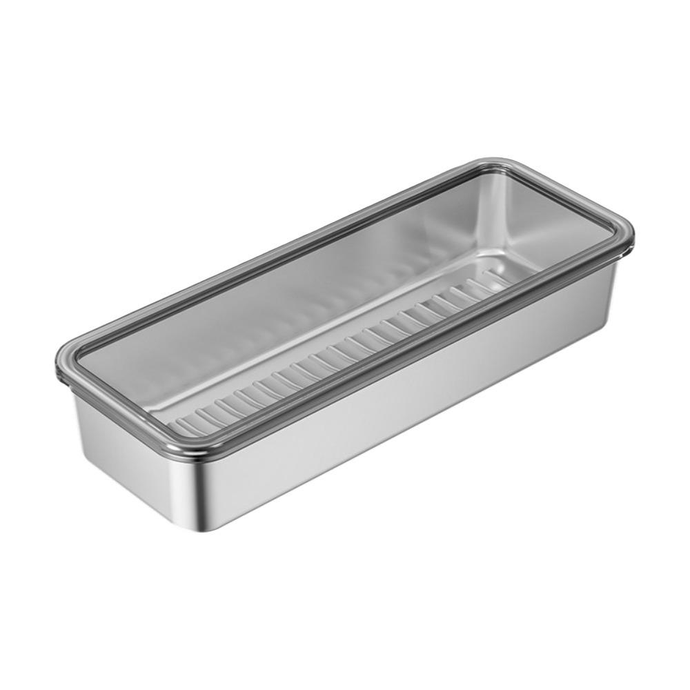 Rectangle Food Storage Container Stainless Steel Meat Fresh-keeping Box Freezer Storage Style AS