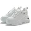 Fashion Women's Height Increasing Chunky Sneakers White Platform Sports Shoes Women PU Thick Bottom Vulcanized Shoes Zapatos De Mujer