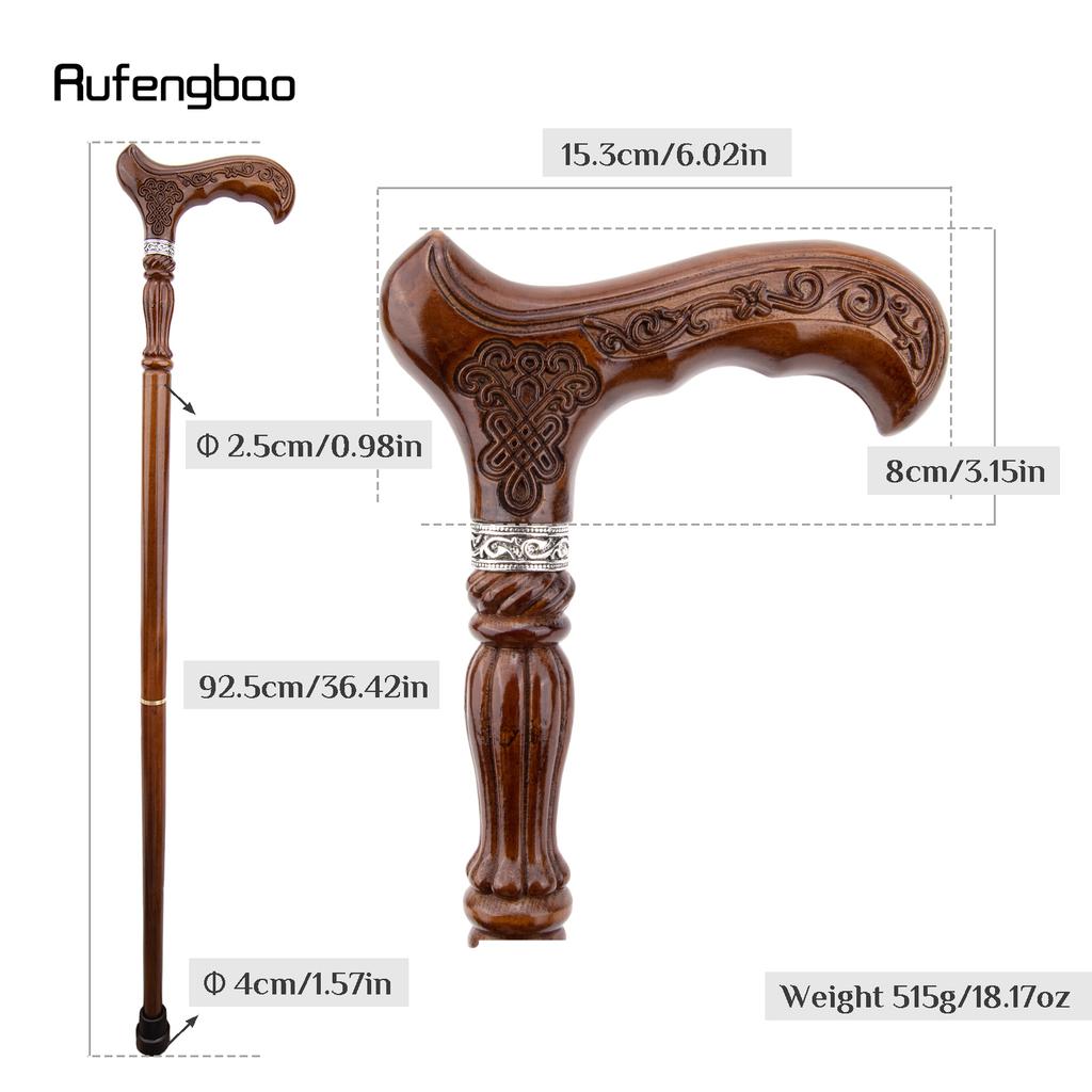 Chinese Knot Brown Wooden Fashion Stick Decorative Vampire Cospaly Party Wood Walking Cane Halloween Mace Wand Crosier 93cm