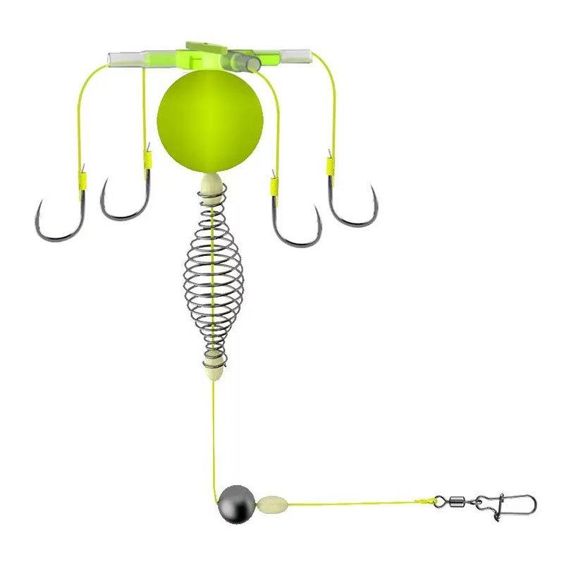 

2/1 шт. Крючок на леске Клетка для прикормки для рыбалки Четыре крючка Углеродистая сталь Леска Готовая оснастка Кормушка Грузило Поплавок Рыбалка Пружинная клетка для прикормки Инструменты 5