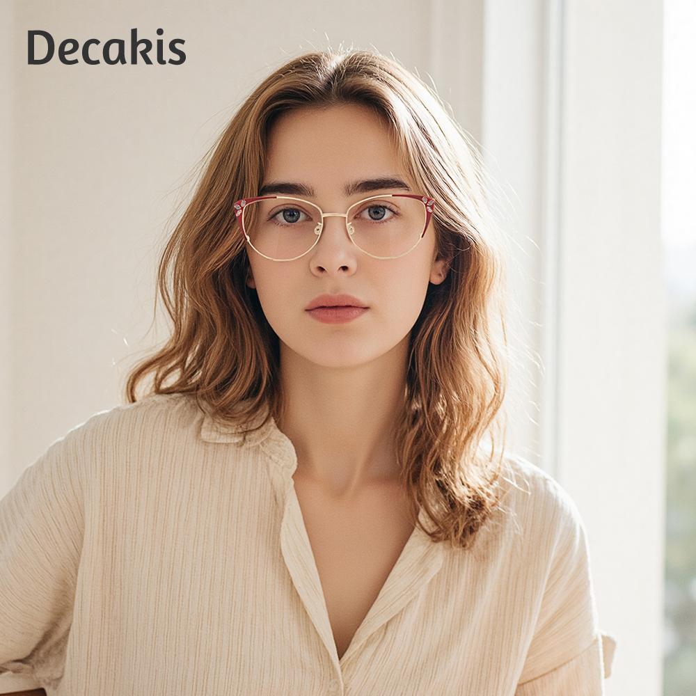 Fashion Metal Cat Eye Anti Blue Light Glasses Frame Stylish Photochromic Presbyopia Eyeglasses Customizable Prescription Lens -2