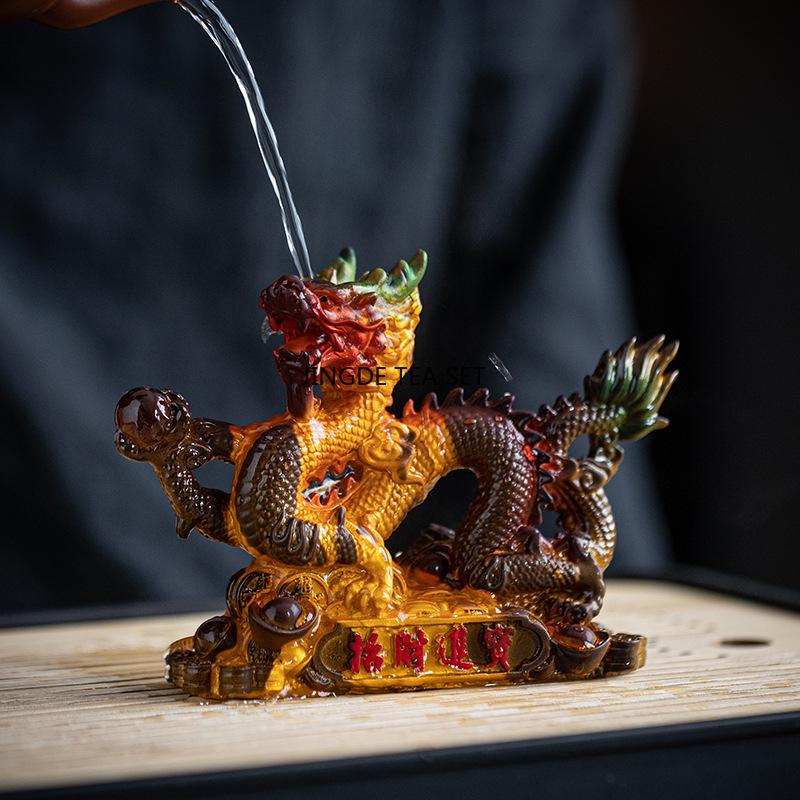 Harz Farbwechsel Teetisch, Haustier Chinesische Maskottchen, Drachenschmuck Teeremonie Zubehör