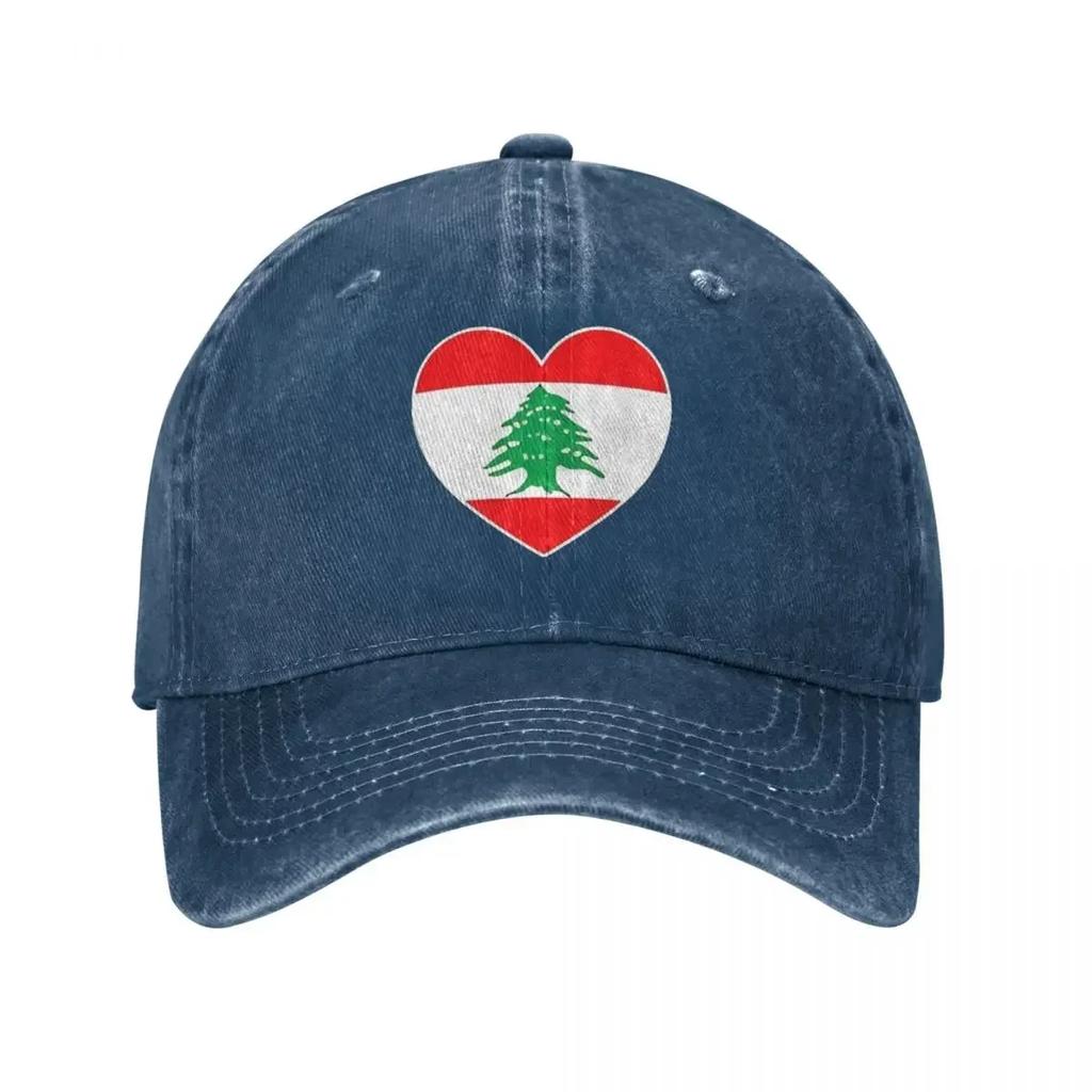 I Heart Lebanon Lebanese Flag Baseball Caps Vintage Distressed Denim Headwear for Men Women Outdoor All Seasons Travel Caps Hat