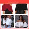 Top Estivo Elegante Scollato con Orlo Arricciato Vestibilità Larga Donna T-shirt Moda Urbana