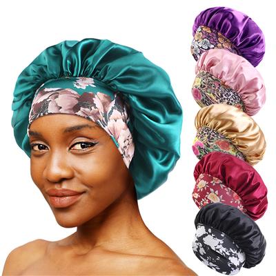 Ethnic Print Satins Sleep Hat Hair Protecting Night Hat Women Thick Hair Bonnet for Long Hair Women
