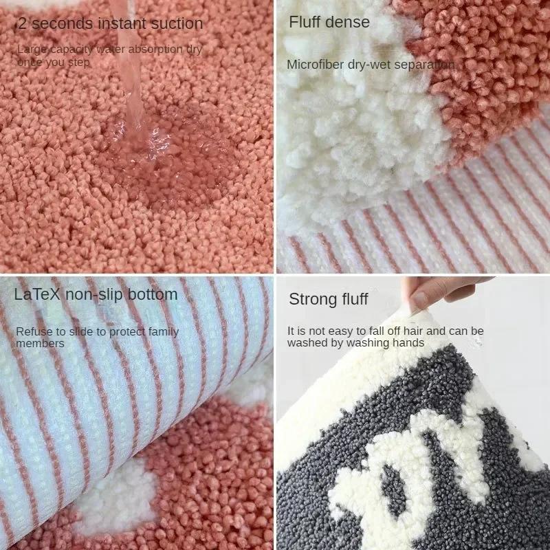 Absorbent Doormat Bathroom Absorbent Velvet Non Slip Mat Floor Rug Water Velvet Bath Mat Foot Embossed Foot Mat Bath Mat