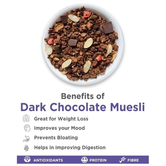 True Elements Dark Chocolate Muesli – Whole Grain Cereal with Real Dark Chocolate, Nuts & Berries