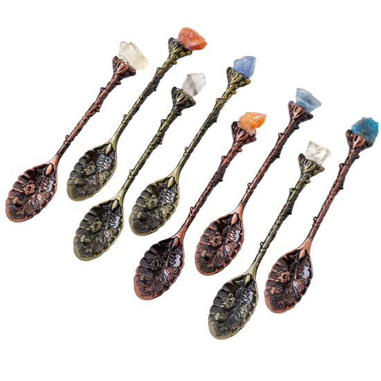 

1/5 шт. ложка из искусственного хрусталя винтажная кофейная ложка ретро нержавеющая десертная чайная посуда 5pcs