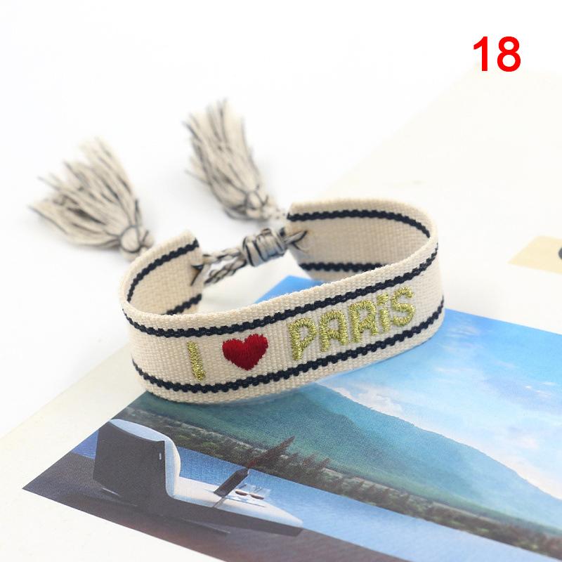 Braccialetto da donna, regalo da donna, con nappa, decorazione a mano, con lettere ricamate, braccialetto per amici, 4