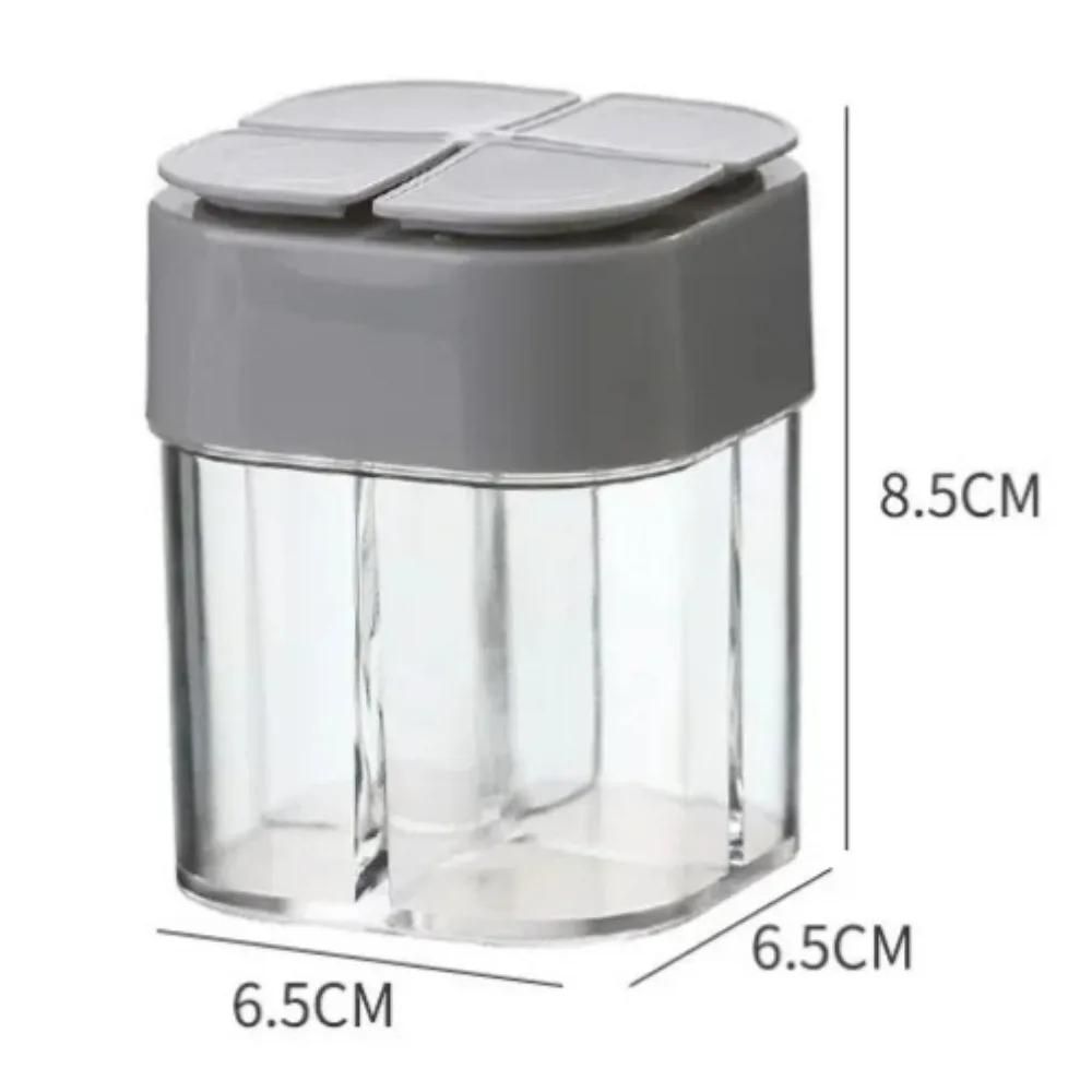 4 - In - 1 Camping Seasoning Jar Transparent Plastic Compact 4 Compartment Spice Dispenser Portable for Outdoor BBQ Enthusiasts