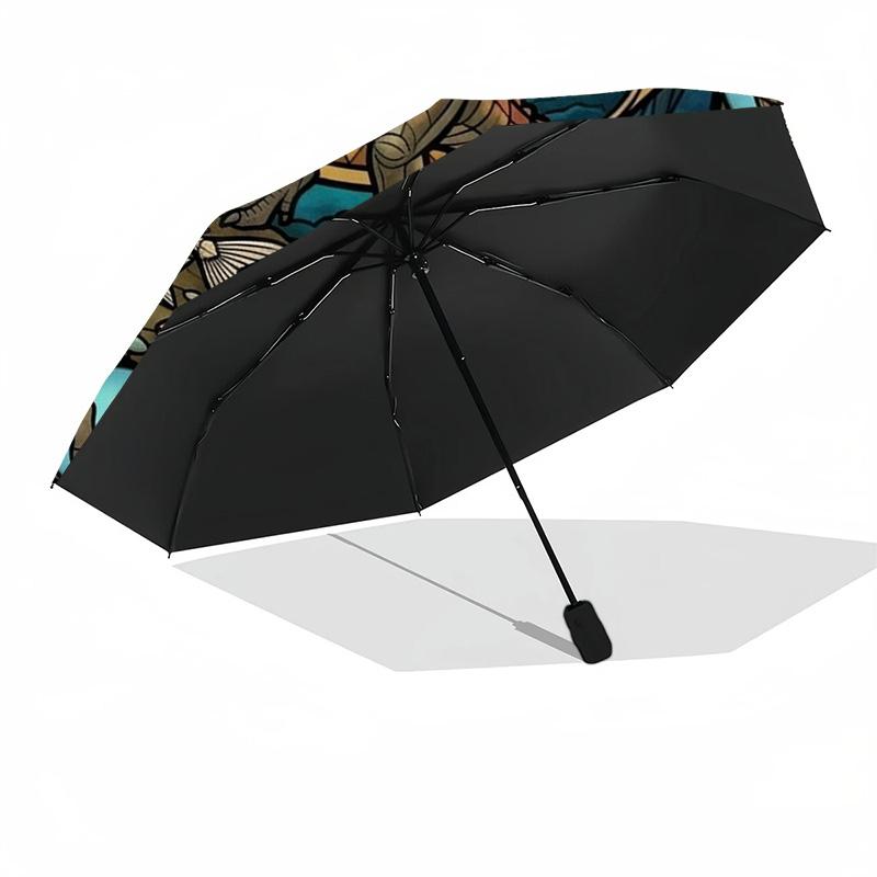 Prehistoric Glass pattern umbrella, portable and foldable design, 8 ribs, a casual accessory for Halloween, Christmas, and birthday gifts.