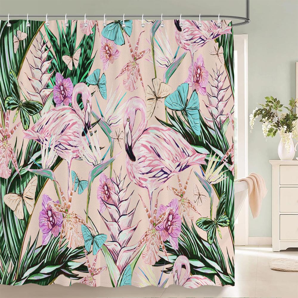 

Tropical Plants Palm Trees Leaves Shower Curtains Bath Curtain Waterproof Bathroom Decor With Hooks 3D Printing Bath Curtains W60H190(CM)-1 Pcs